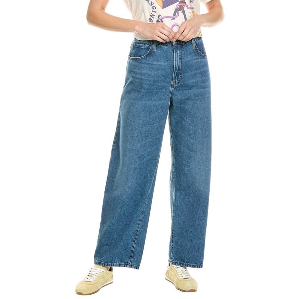 Frame Denim Wide Leg Cropped Jeans in Medium Blue